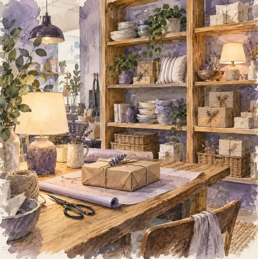 Illustration of independent retailers equipment and workspace